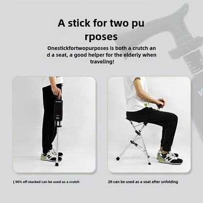 💥FREE SHIPPING-Clearance price $55.98🚶‍♂️Folding stool with crutches💥BEST GIFT FOR ELDERLY PEOPLE