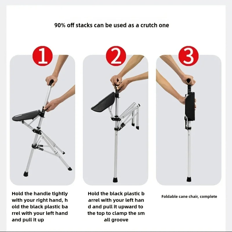 💥FREE SHIPPING-Clearance price $55.98🚶‍♂️Folding stool with crutches💥BEST GIFT FOR ELDERLY PEOPLE
