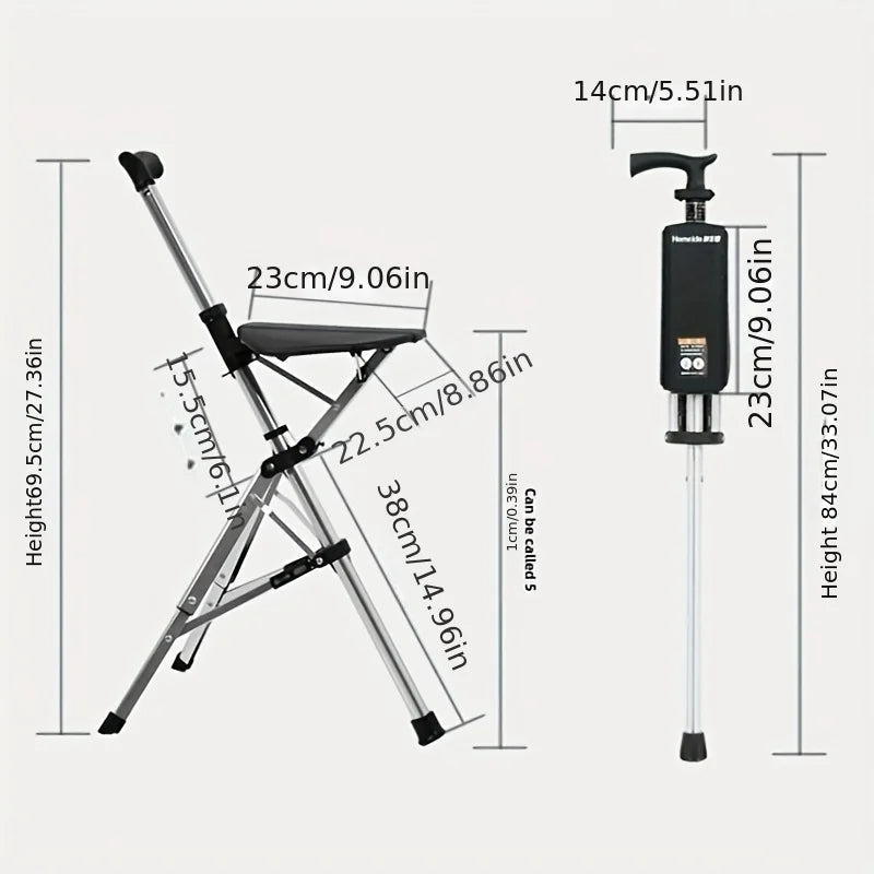 💥FREE SHIPPING-Clearance price $55.98🚶‍♂️Folding stool with crutches💥BEST GIFT FOR ELDERLY PEOPLE