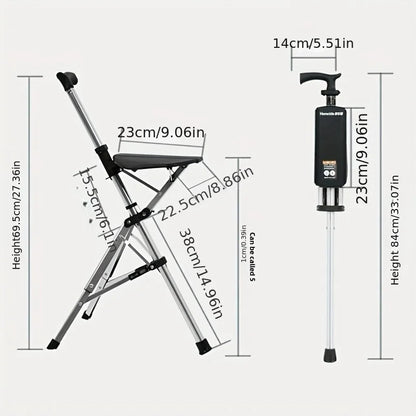 💥FREE SHIPPING-Clearance price $55.98🚶‍♂️Folding stool with crutches💥BEST GIFT FOR ELDERLY PEOPLE