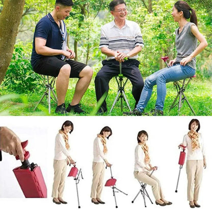 💥FREE SHIPPING-Clearance price $55.98🚶‍♂️Folding stool with crutches💥BEST GIFT FOR ELDERLY PEOPLE