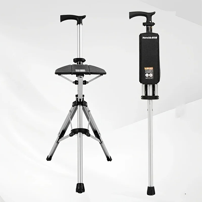 💥FREE SHIPPING-Clearance price $55.98🚶‍♂️Folding stool with crutches💥BEST GIFT FOR ELDERLY PEOPLE