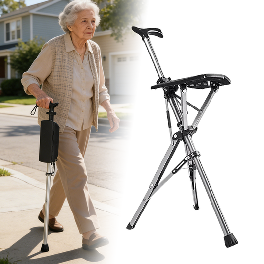💥FREE SHIPPING-Clearance price $55.98🚶‍♂️Folding stool with crutches💥BEST GIFT FOR ELDERLY PEOPLE