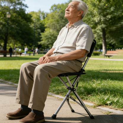 💥FREE SHIPPING-Clearance price $55.98🚶‍♂️Folding stool with crutches💥BEST GIFT FOR ELDERLY PEOPLE